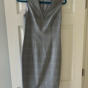 Ted Baker Gray Checkered Midi Dress